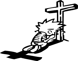 Calvin Kneeling Praying At Cross 2